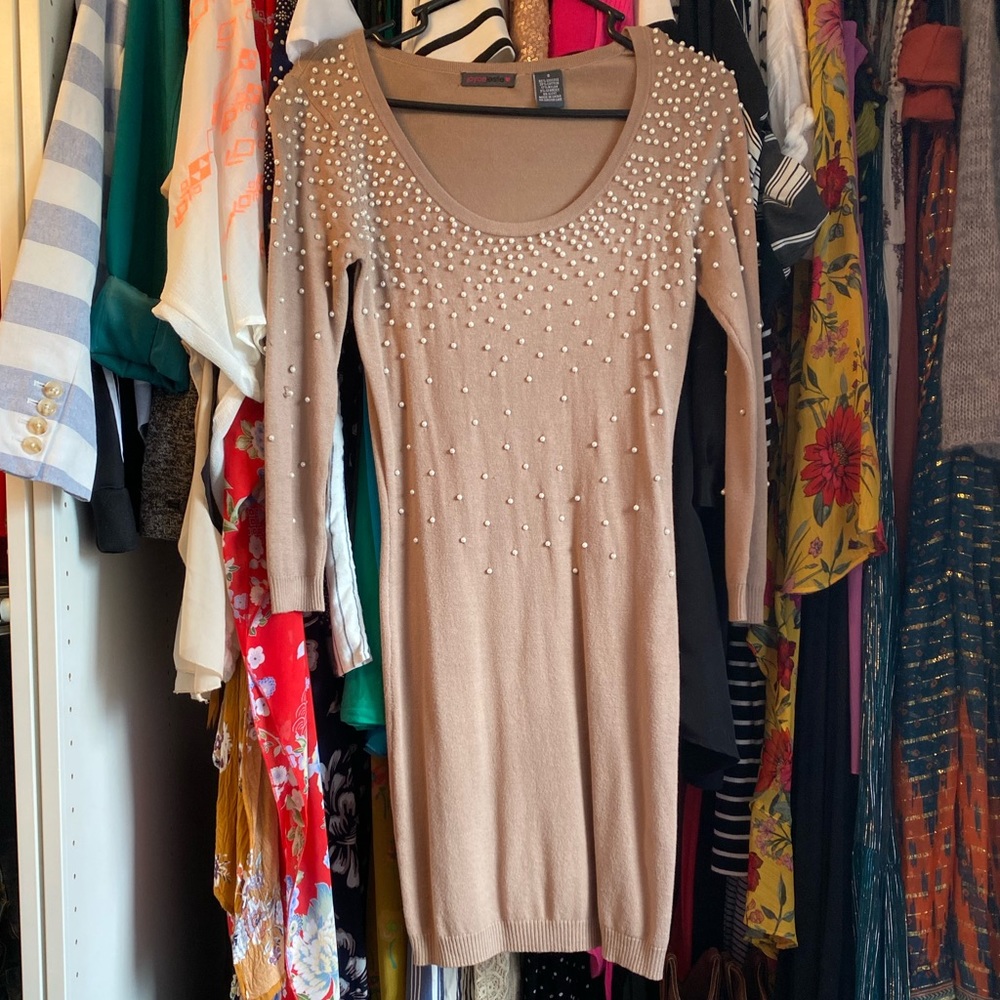 Sweater Dress w/ Pearl Detailing